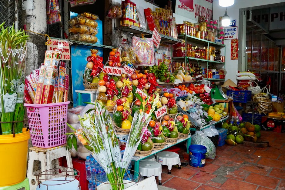Marché asiatique d'Angers — étal de fruits exotiques