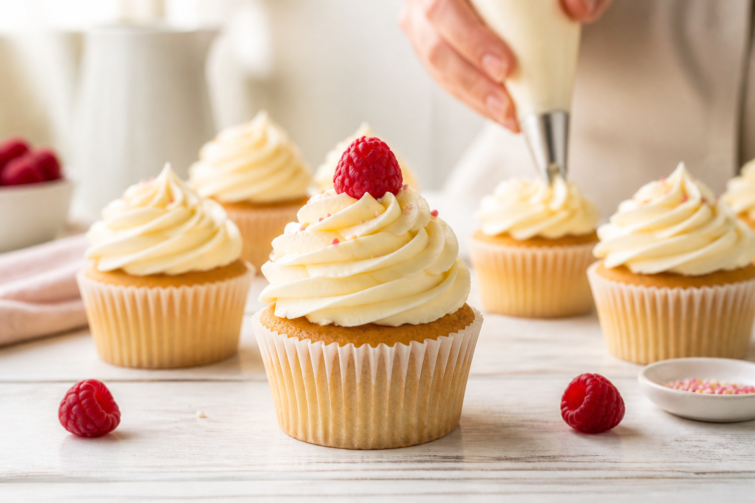 Cupcakes vanille avec garniture cremeuse
