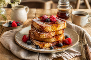 Pain perdu dore aux fruits rouges