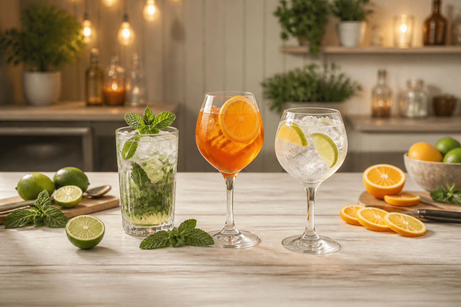 Cocktails rafraichissants mojito spritz gin tonic