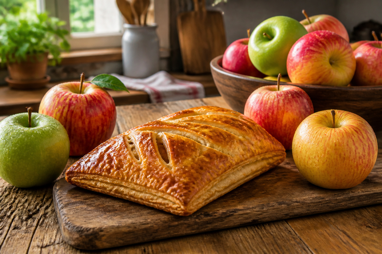 Tourte aux pommes doree et pommes fraiches