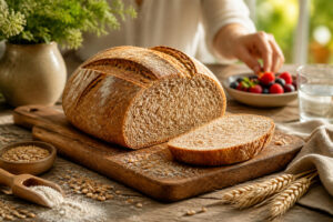 Pain complet rustique et ses accompagnements sains