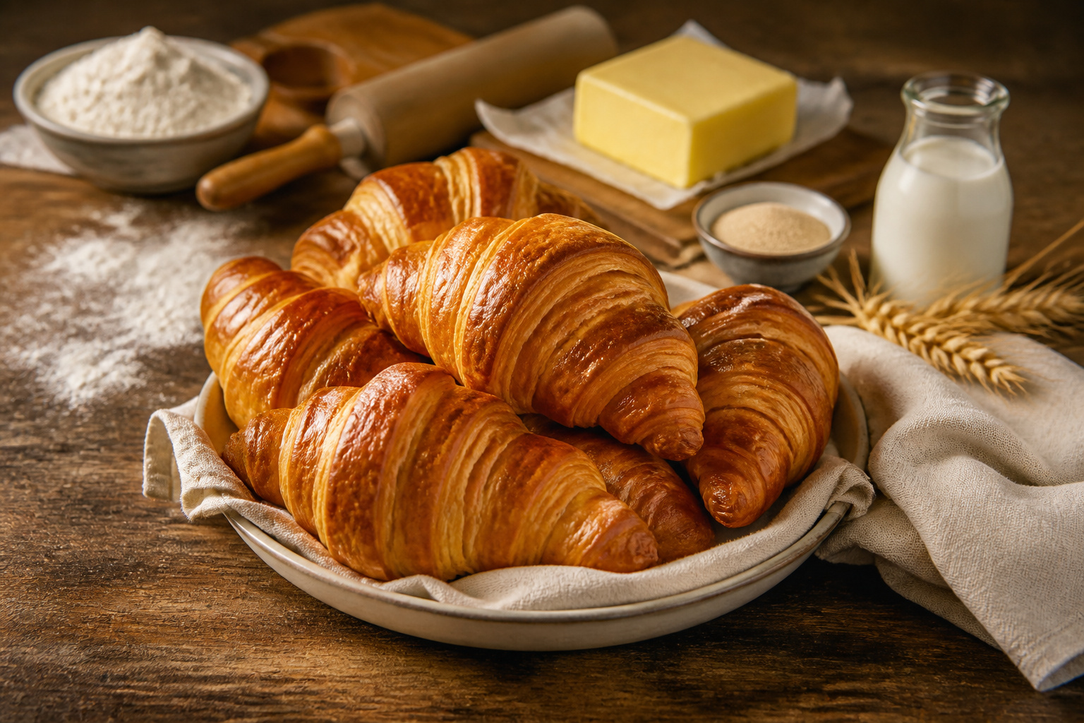 Croissants dores et feuilletes