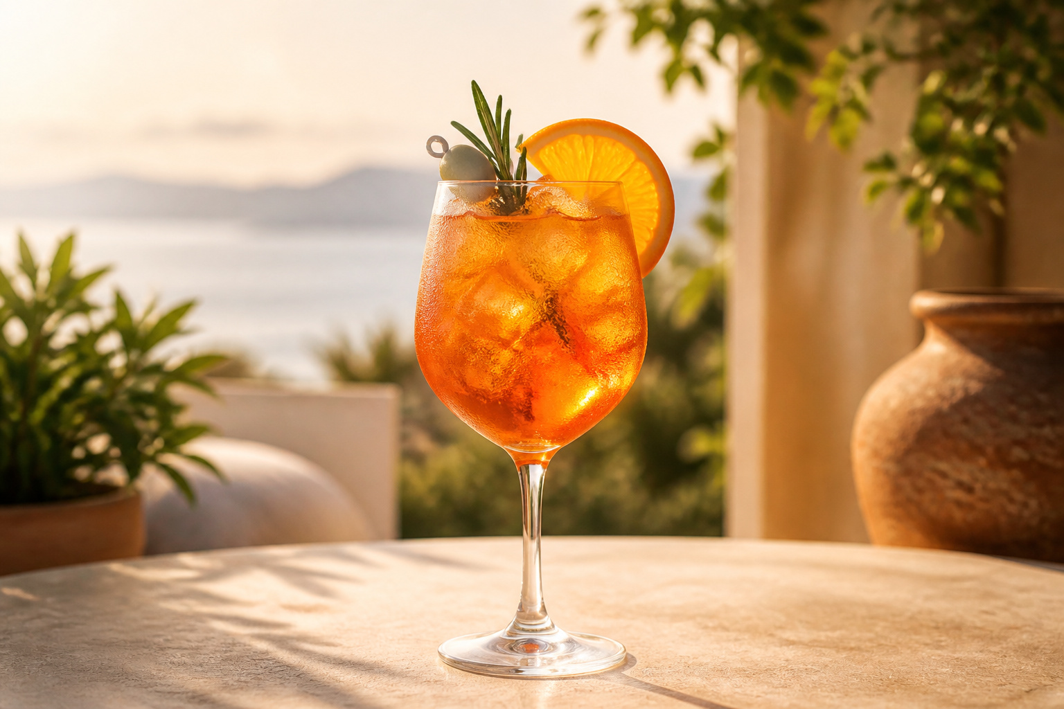 Spritz orange vibrant sous le soleil